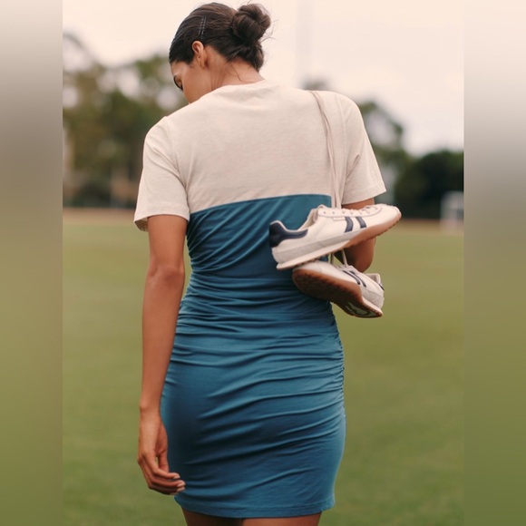 Daily Practice Colorblock Side Ruched Mini Dress Size Medium NWT - Picture 3 of 6